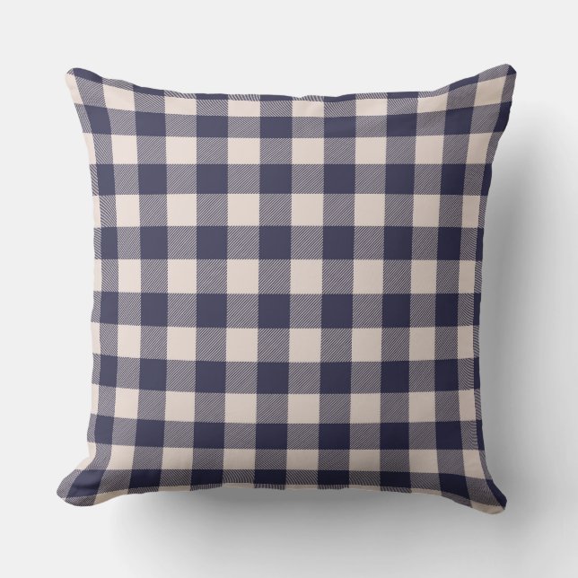 Navy Blue Buffalo Plaid | Urban Farmhouse Outdoor Pillow (Front)