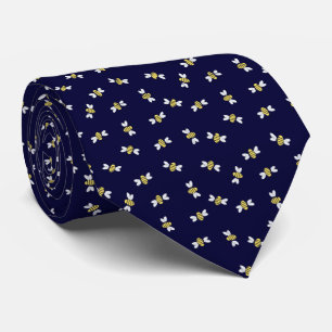 Navy Blue Bumblebee Seamless Pattern Tie