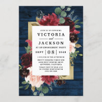 Navy Blue Burgundy Blush and Gold Engagement Party