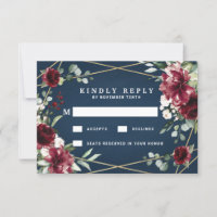 Navy Blue Burgundy Blush Pink Gold Floral Wedding