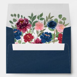 Navy Blue Burgundy Blush Pink Marsala Fall Wedding Envelope