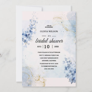 Navy Blue Burgundy Gold Pink Bridal Shower Invitation