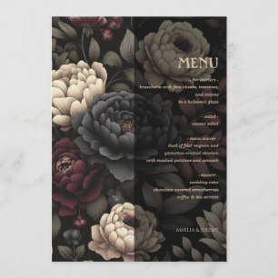 Navy Blue & Burgundy Moody Floral Menu
