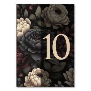 Navy Blue & Burgundy Moody Floral Table 10 Number