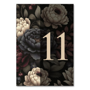 Navy Blue & Burgundy Moody Floral Table 11 Number