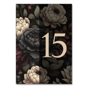 Navy Blue & Burgundy Moody Floral Table 15 Number