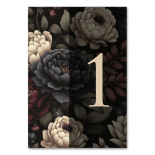 Navy Blue & Burgundy Moody Floral Table 1 Number