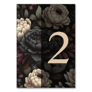 Navy Blue & Burgundy Moody Floral Table 2 Table Number