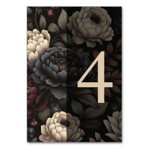 Navy Blue & Burgundy Moody Floral Table 4 Number