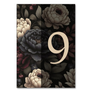 Navy Blue & Burgundy Moody Floral Table 9 Number