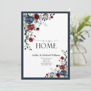 Navy Blue Burgundy New Home Moving Announcement