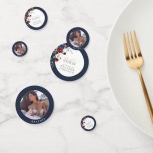 Navy Blue Burgundy Watercolor Bridal Shower Confetti