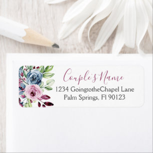Navy Blue Burgundy Watercolor Floral Wedding