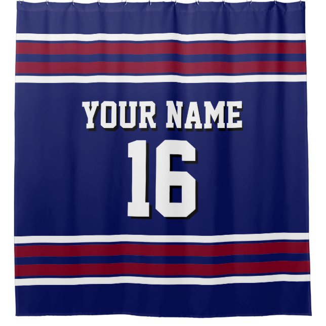 Navy Blue Burgundy White Stripes Sports Jersey (Front)