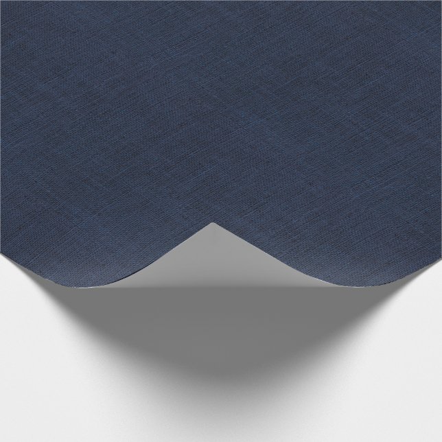 Navy Blue Burlap Texture Wrapping Paper (Corner)