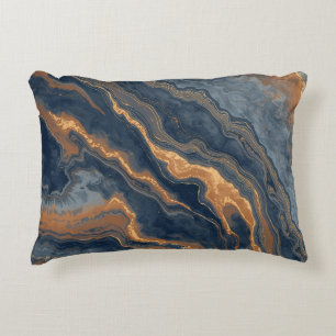 Navy Blue Burnt Orange Dusty Blue Accent Pillow