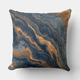 Navy Blue Burnt Orange Dusty Blue Throw Pillow