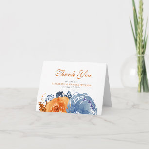 Navy Blue Burnt Orange Fall Floral Thank You