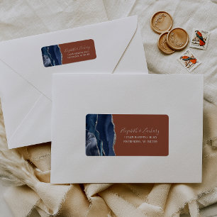 Navy Blue Burnt Orange Mariage Adresse de retour
