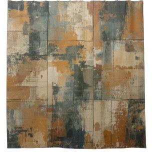 Navy Blue Burnt Orange Rustic Weathered Wood