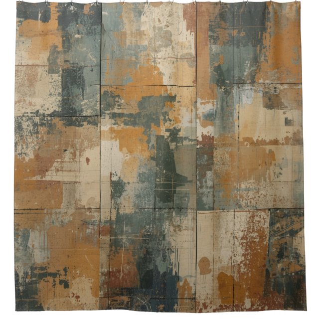 Navy Blue Burnt Orange Rustic Weathered Wood (Front)
