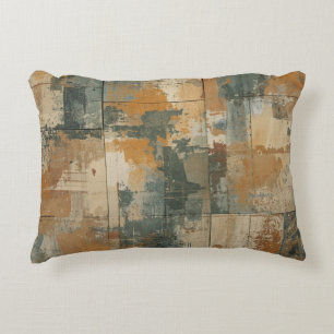 Navy Blue Burnt Orange Rustic Weathered Wood Accent Pillow