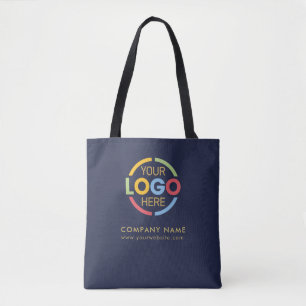Navy Blue Business Company Logo Promotional Gift  Tote Bag