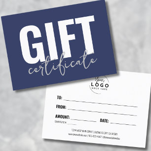 Navy Blue Business Gift Certificate