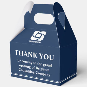 Navy Blue Business Logo Company Grand Opening Favor Box