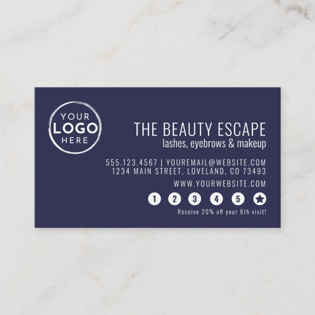 Navy Blue Business Logo Loyalty Card (Front)