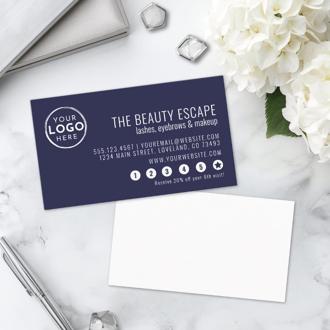 Navy Blue Business Logo Loyalty Card (Navy Blue Business Logo Loyalty Card)