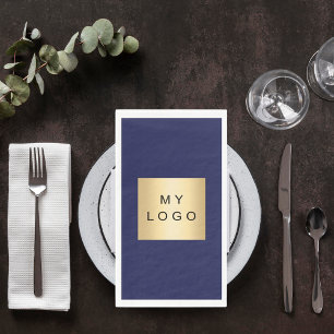 Navy blue business logo napkin