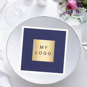 Navy blue business logo napkin