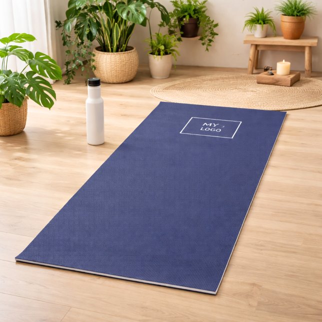 Navy blue business logo studio  yoga mat (Creator Uploaded)
