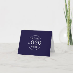 Navy Blue Business Logo Thank You Card