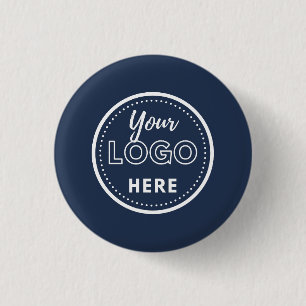 Navy Blue Business Promotional Corporate Logo 1 Inch Round Button