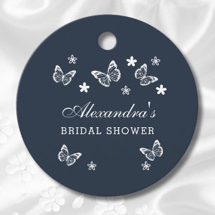 Navy Blue Butterfly Bridal Shower Thank You Favour Tags