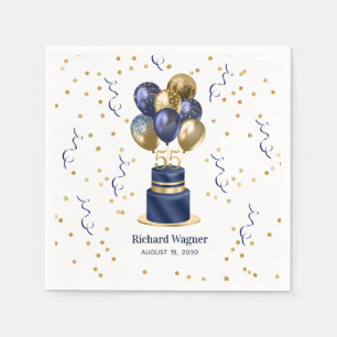 Navy Blue Cake 55th Birthday Napkin