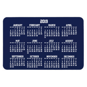 Navy Blue Calendar 2019 Large Flexible Magnets