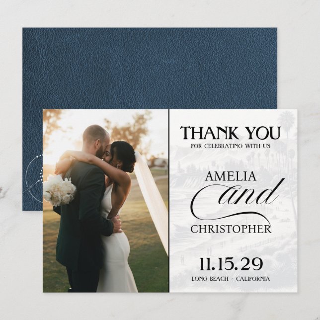 Navy Blue California Passport Thank You Card (Front/Back)