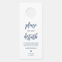 Navy Blue Calligraphy Do Not Disturb Wedding