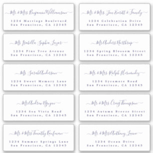 Navy Blue Calligraphy Wedding Guest Address Labels