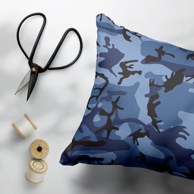 Navy Blue Camouflage, Military, Army Accent Pillow (Creator Uploaded)