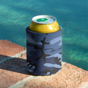 Navy Blue Camouflage, Military, Army Can Cooler