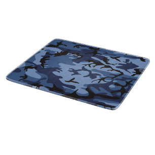 Navy Blue Camouflage, Military, Army Cutting Board