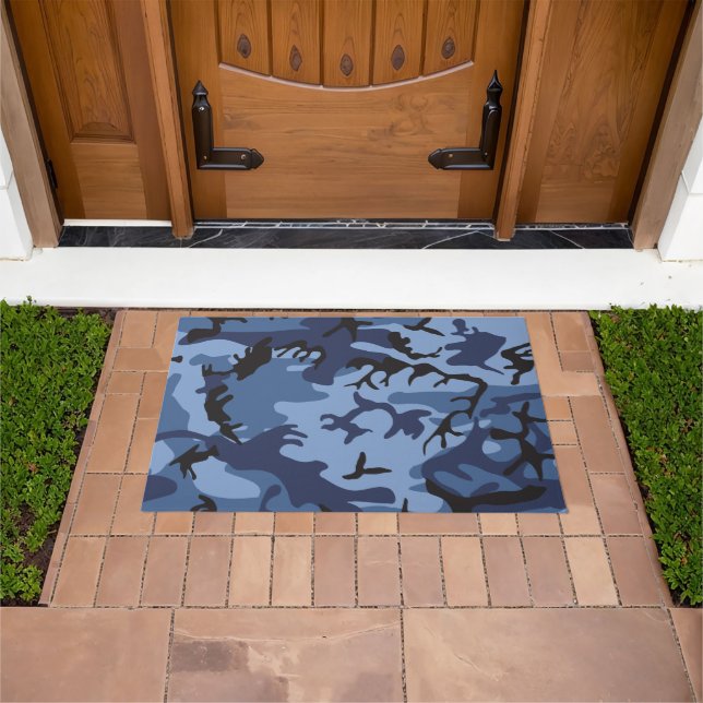 Navy Blue Camouflage, Military, Army Doormat (Outdoor)