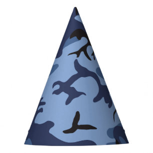 Navy Blue Camouflage, Military, Army Party Hat