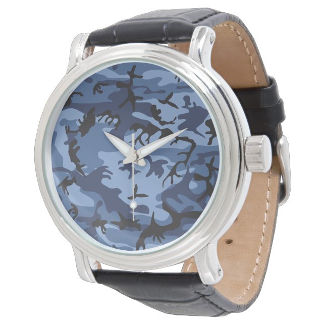 Navy Blue Camouflage, Military, Army Watch (Angled)