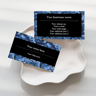 Navy Blue Camouflage, Military Pattern, Army Business Card