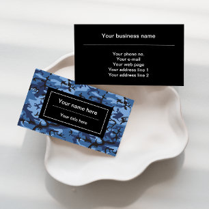 Navy Blue Camouflage, Military Pattern, Army Business Card